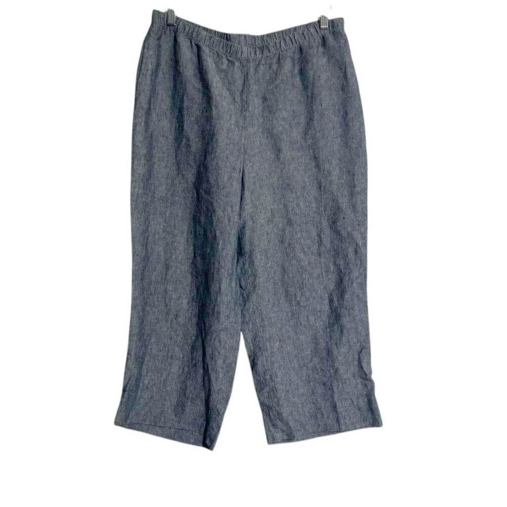 J. Jill Size Medium Petite Linen Pants Chambray Cropped